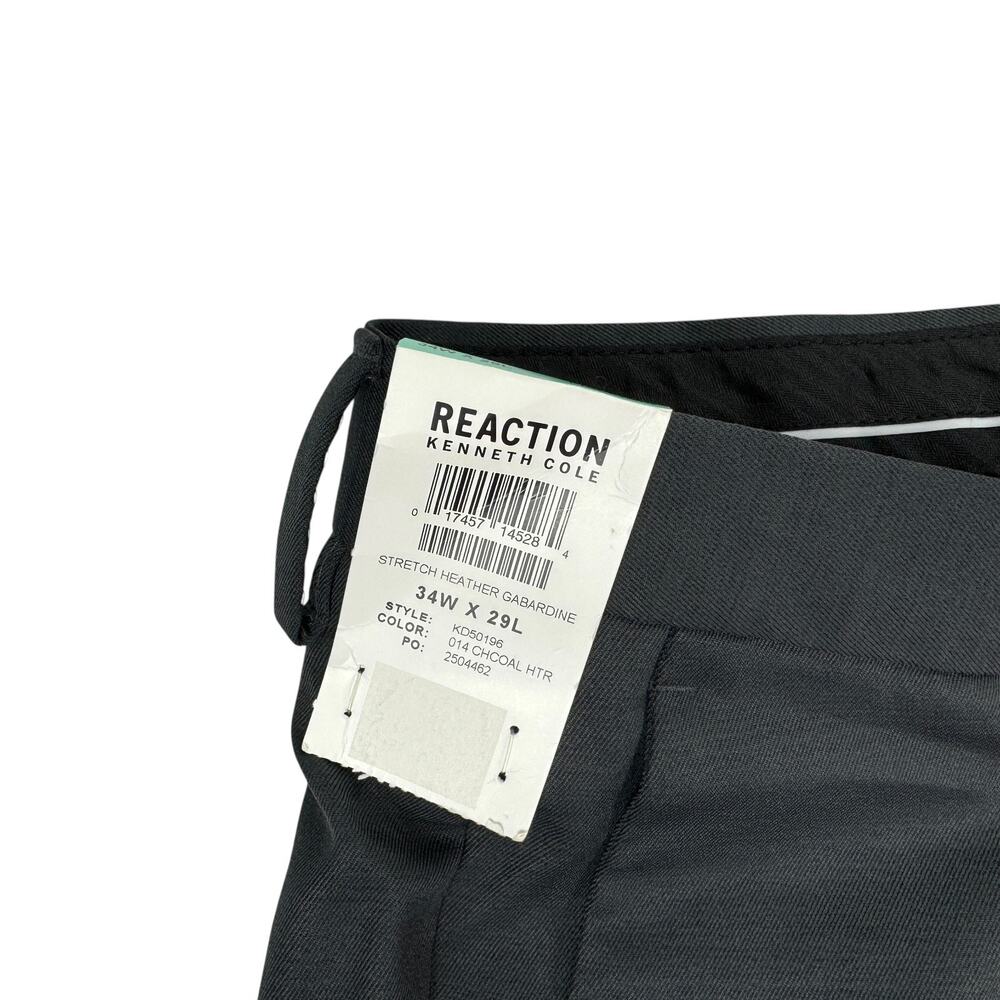 Kenneth Cole Mens Slim Fit Stretch Solid Dress Pants Charcoal 34x29 - Picture 2 of 5